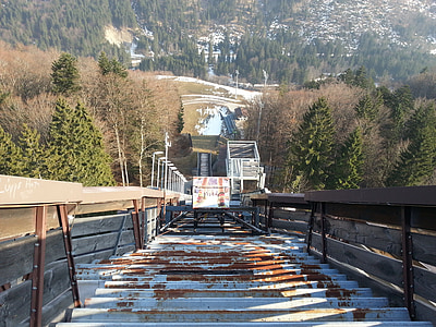 Ski jump, Allgäu, kalvos, blogai mitterndorf, kalnai, Slidinėjimas, žiemą