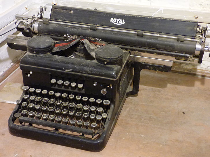 máquina, imprimir, chaves, fonte, máquina de escrever, papel, letras