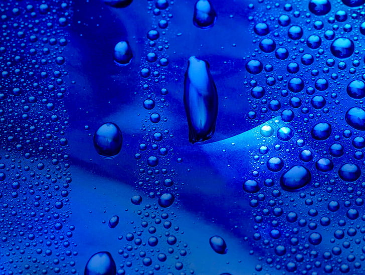 eau, goutte à goutte, pluie, bleu, dispositif de l’eau