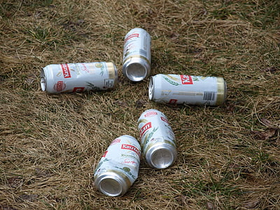 beer, cans, litter, rubbish, aluminium, ecology, bottle