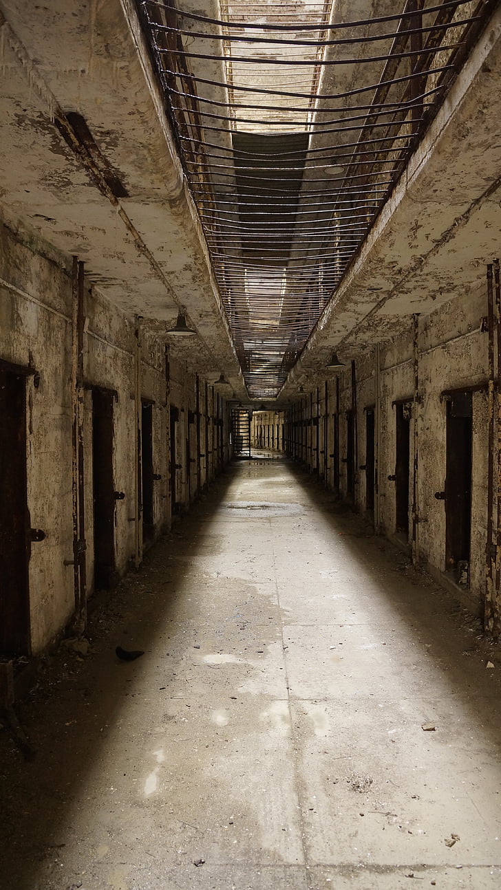 presó, presó, ruïna, portes, vell, centre penitenciari, històric