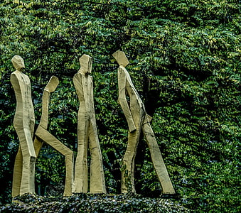 Monaco di Baviera, statue, Via, legno, Parco, persone, omaggio
