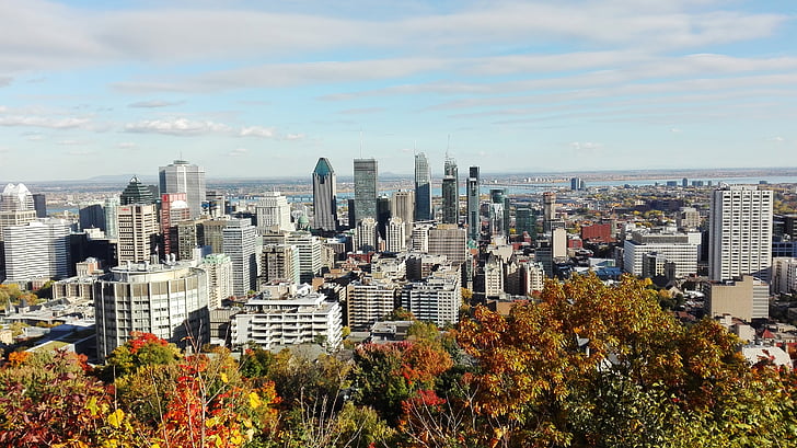 Montreal, Mount, Royal, Esplanade, Belvedere, nézet, város