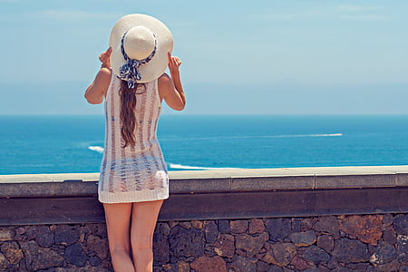summer, holiday, young woman, woman, ocean, sea, excursion