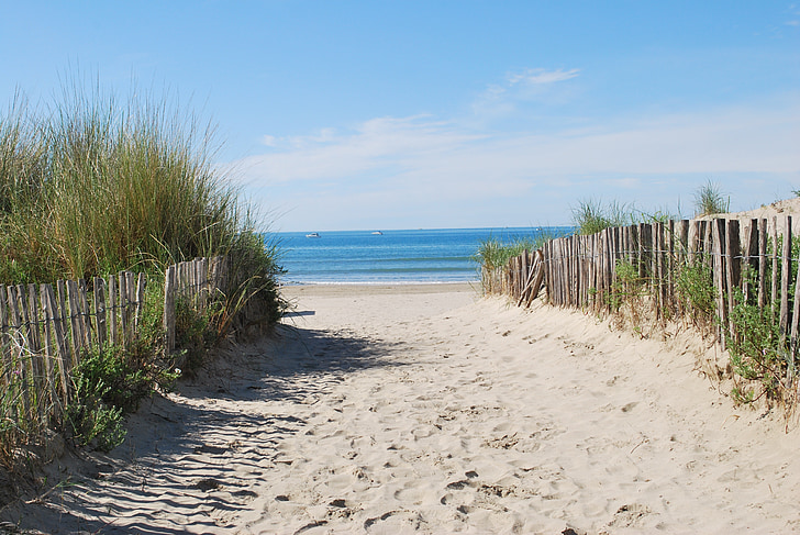 Beach, rannalla polku, Sea, Montpellier, Carnon, La grande motte, grand travers