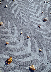 unna, gå, mønster, sanden sprengning, blader, veien