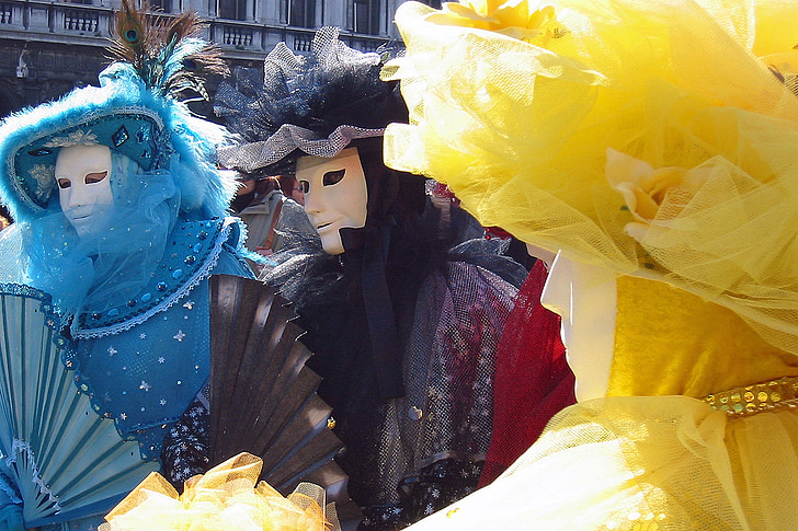 Karneval, Benátky, Karneval v Benátkach, masky, Taliansko, prestrojení