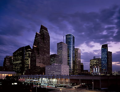 linha do horizonte, Houston, Crepúsculo, centro da cidade, paisagem urbana, Texas, Estados Unidos da América