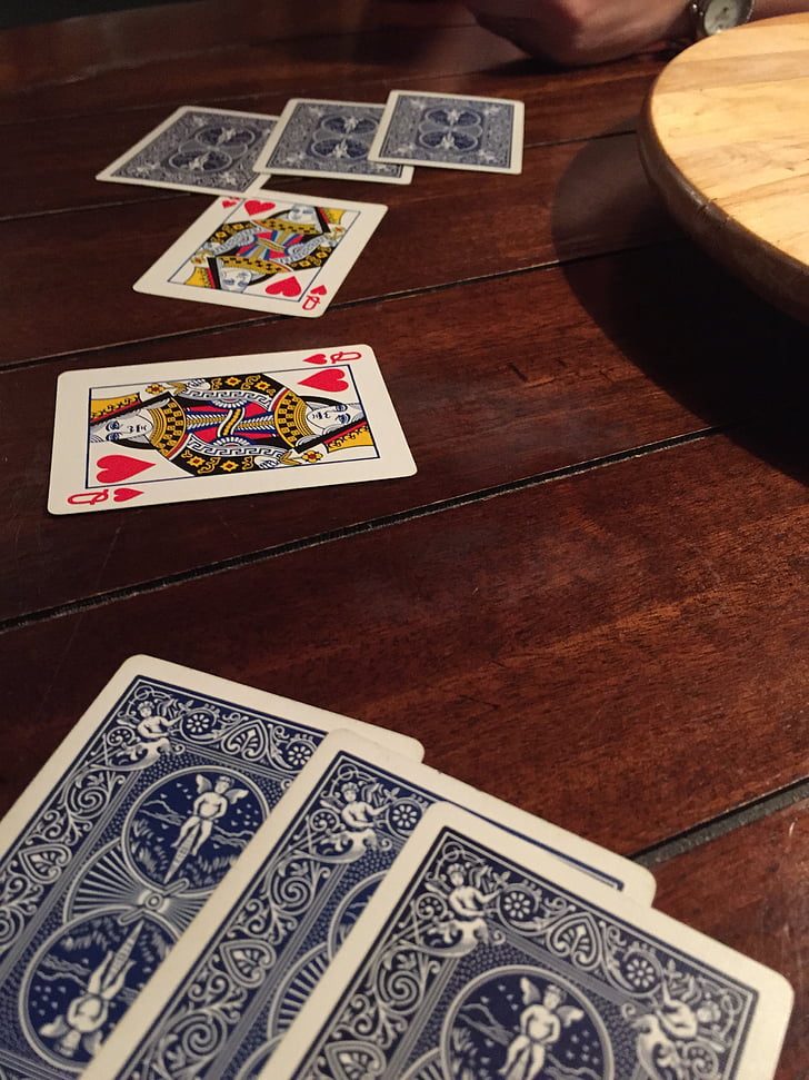 kort, Queens, spillet, dekk, hjerter, gambling