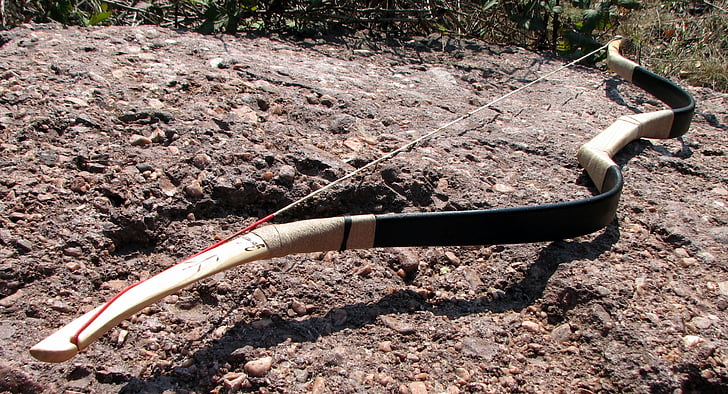 Bow, arc Hun, tradi-bow, arc traditionnel, arc réflexe rigide à cornes, à l’extérieur, saleté