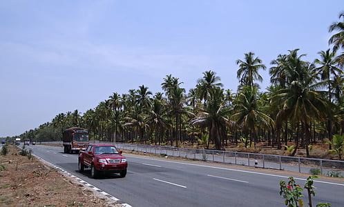 autostrada, trafic, strada, drumul, Ah-47, Asia karnataka, India