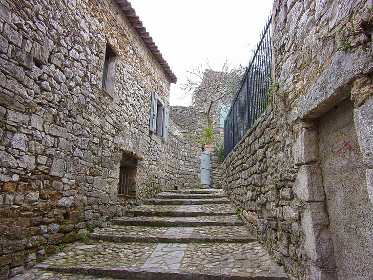 stredoveké, Village, Lane, stredoveká dedina, dlaždice, kamene, Provence