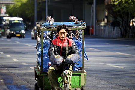 lastbil, män, Kinesiska, Street, Kina, Beijing