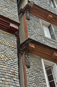 façade, fenêtre de, Lei, ardoise, décoration, gris, Morlaix