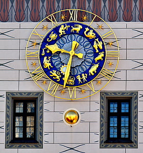 클록 타워, 장난감 박물관, 마리 엔 광장, 뮌헨, 시계, 시간, 점성술 기호