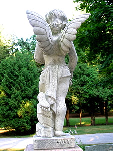 Ангел, гробище, Статуята, надгробен камък, гробище, надгробен камък, статуя с крила