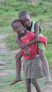 gyermekek, boldog, afrikai