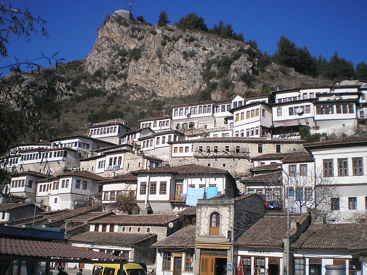 Berat, Albánie, hrad, balkánské, Evropa, Kala, Mangalem