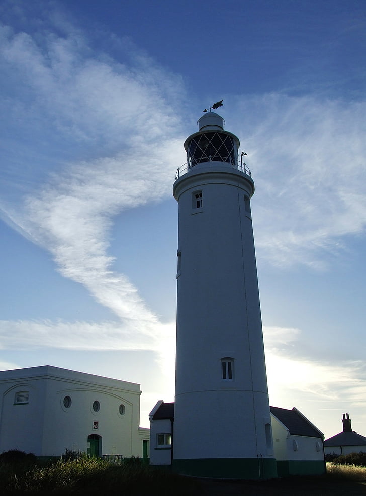 Lighthouse, taevas, read, valge, Travel, Sea, Sunny