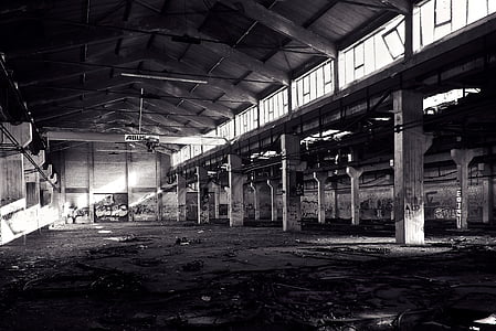 ztracené místa, továrna, staré, opustit, Průmyslová budova, upadl, Zřícenina