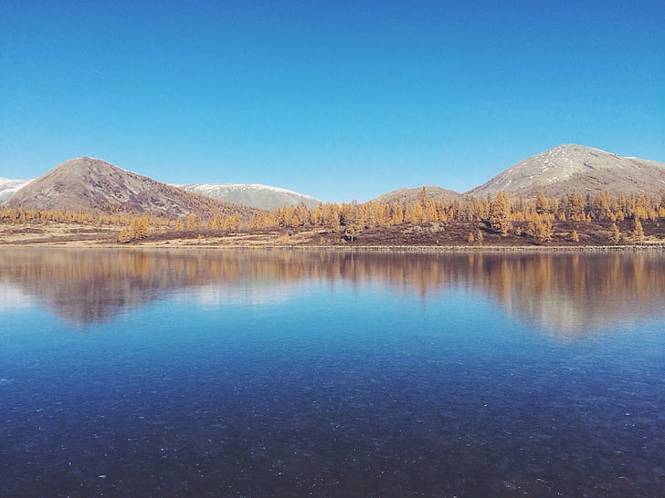Lake, màu nâu, núi, mùa thu, Thiên nhiên, nước, Hill