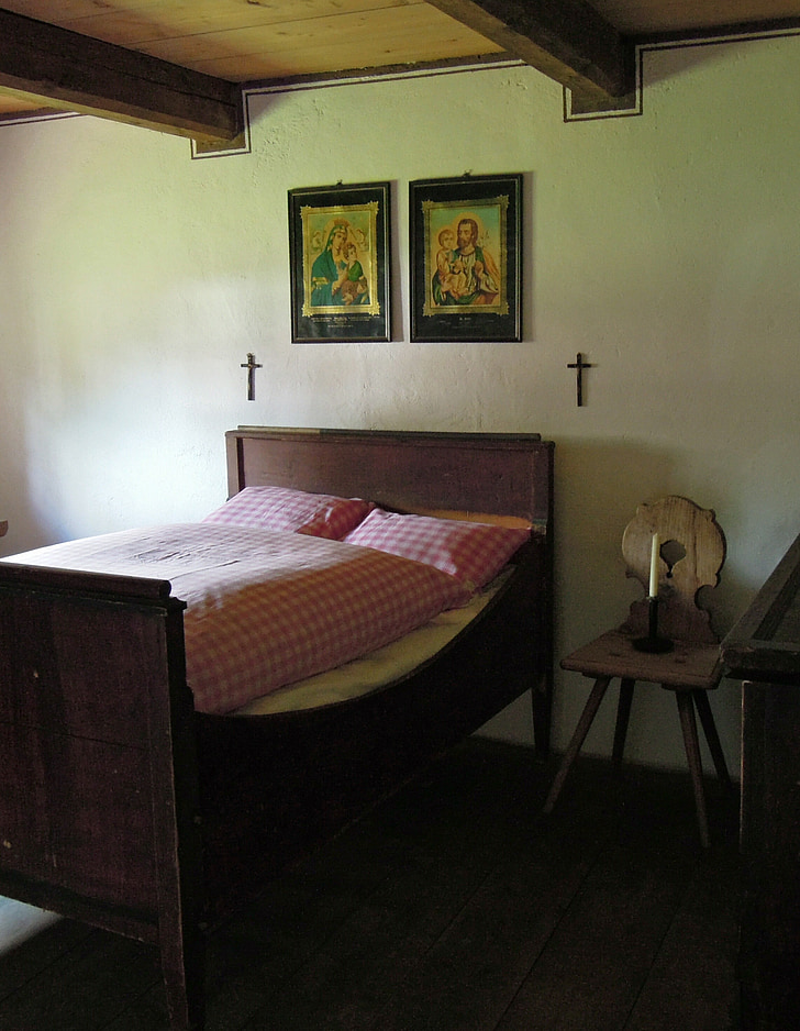 tempat tidur, Ruang bayi, tempat tidur, bedstead, Ranjang kayu, antik, Nostalgia