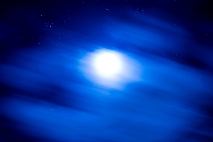 moon, blue, sky, background, star, night, abstract
