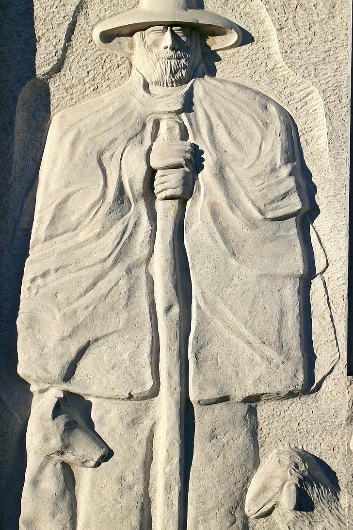 relief, sten, symbol, Shepherd, Schäfer, Stone skulptur, Saint christophorus