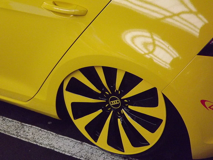 гольф, VW, чорний, жовтий, колесо, Авто, дизайн