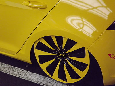 Golf, VW, svart, gul, hjulet, Auto, design