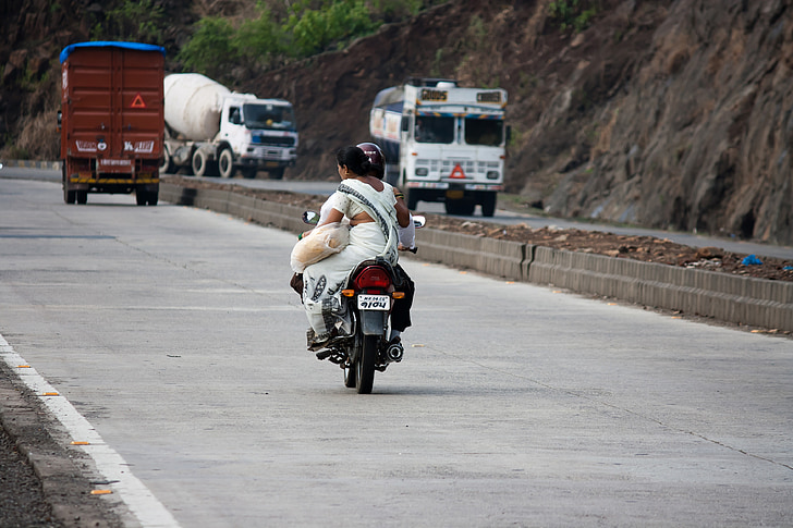 moto, bicicleta, tráfego, Índia, transporte, estrada