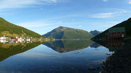 Noruega, fiordo, agua, espejado, naturaleza, montaña, Lago