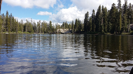 Lake, vann, trær, natur, fotturer, California, USA