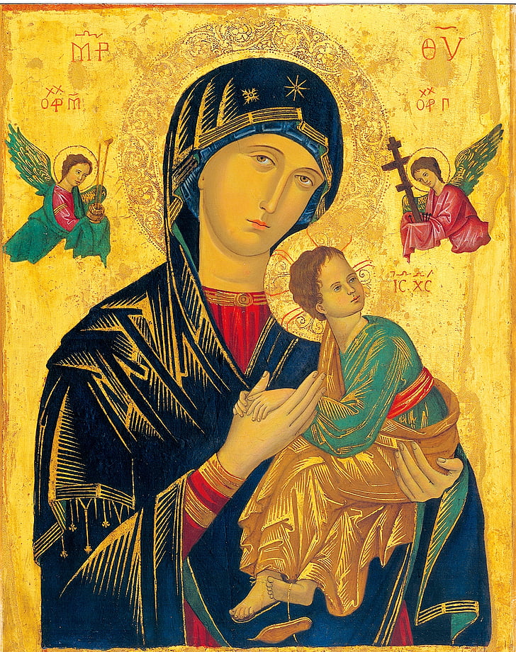 mare ajuda perpetu, icona, Mare de Déu, Sant, bizantí, imatge pintada, adult