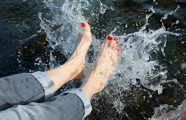 вода, крака, освежаване, прекъсване, крак, празник, свободно време