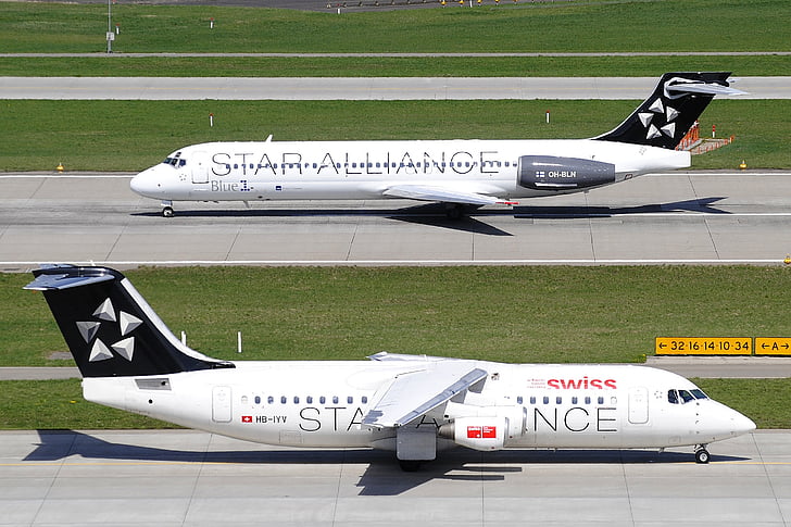 Medzinárodné Letisko Zürich, trysky, cestujúcich, letecká spoločnosť, podnikanie, rozbieha, pristátie