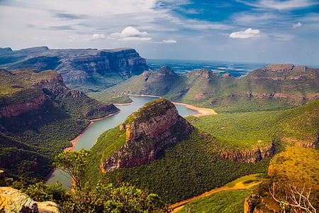 south africa, landscape, scenic, sky, clouds, river, water
