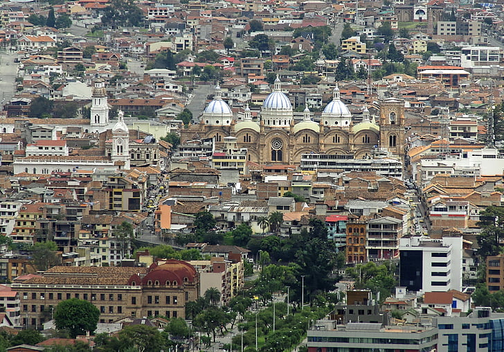 Ecuador, Cuenca, Kathedraal, Nieuw, Panorama, het platform, klooster