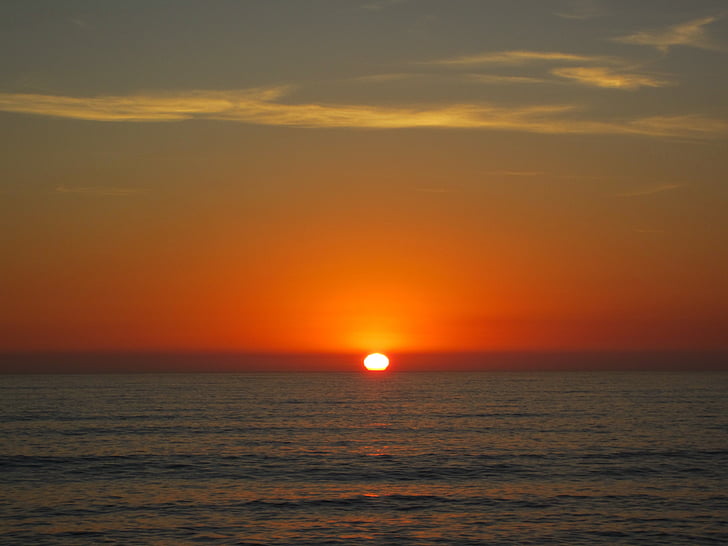 solnedgang, Foto, kroppen, vann, hav, sjøen, havet havet