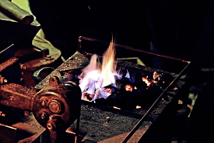 forge, fire, middle ages, hot, embers, glow, craft