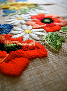 fabric, yarn, blanket, flower, art, craft, old design
