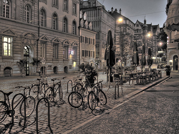 Freiburg, staden, Tyskland, Road, bostäder, magnifika byggnader, kullersten