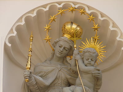 angel, holy, gold, crown, halo, scepter, woman