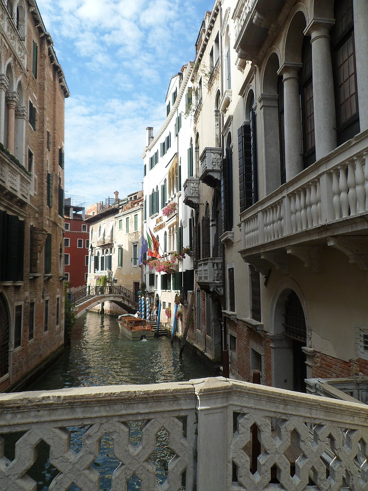 Venetië, brug, kanaal, huizen, Italië, boot