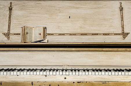 fermer, photo, beige, position verticale, piano, musique, musical