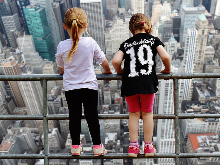 Niujorkas, Rodyti, mergaitė, tvora drąsus, tarpeklis, Svaiginimas, nėra aukščio baimę