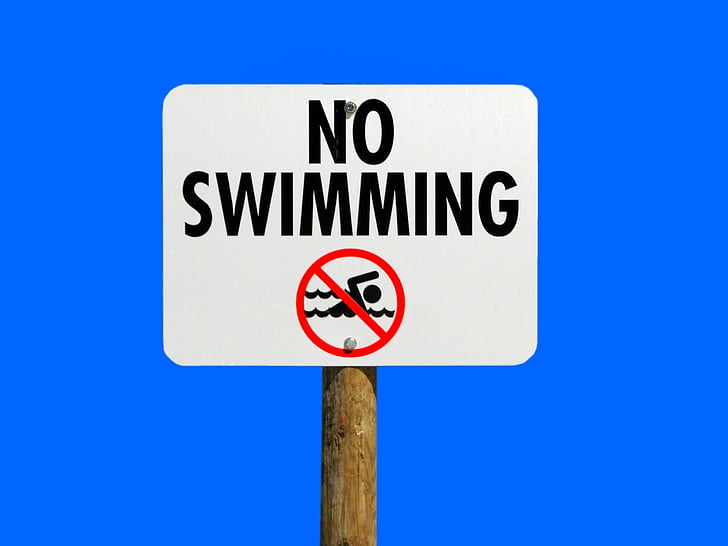 Nema plivanje, znak, Upozorenje, opasnost, vode, sigurnost, simbol