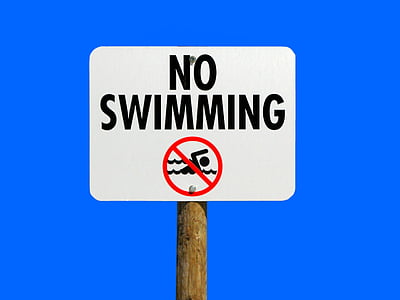 不游泳, 标志, 警告, 危险, 水, 安全, 符号
