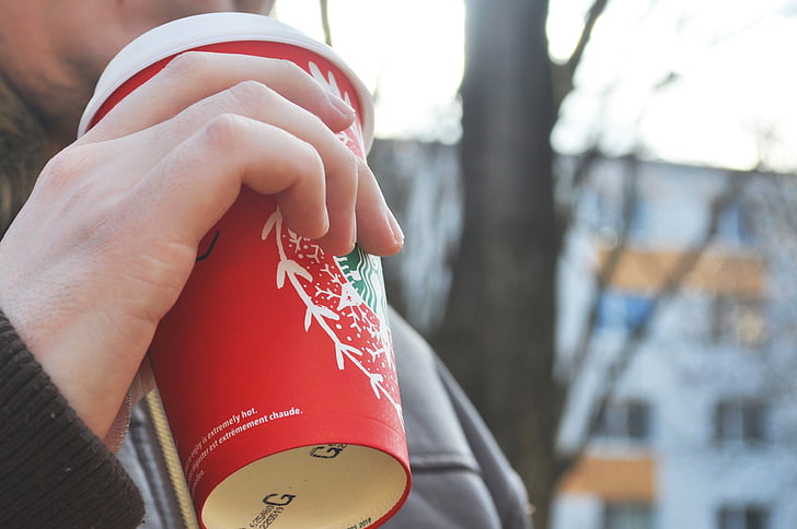 napoje, Kawa, Puchar, ręka, gorący napój, latte, Starbucks