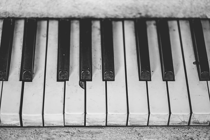 piano, nástroj, Hudba, kľúče, poznámky, staré, Vintage